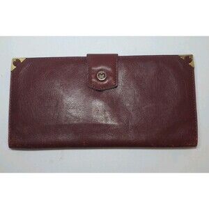 Vintage Rare Mila Schon Red Leather Long Bi-fold Wallet Super Soft Snap Close
